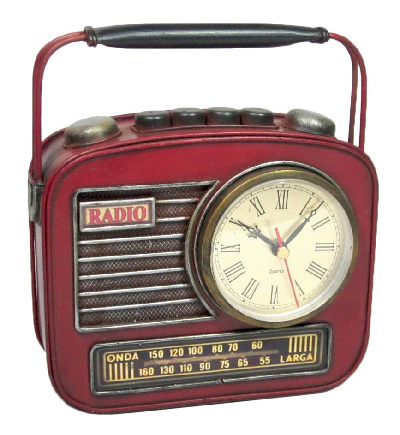 Repro Tin Radio Clock Coin Bank - Click Image to Close